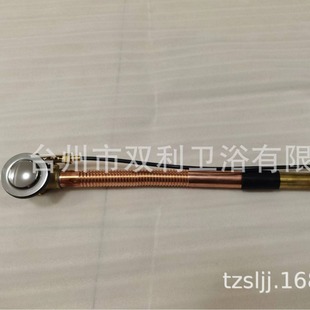 铜材质浴缸英式 厂家直供高品质手轮旋转拉线控制式 下水器