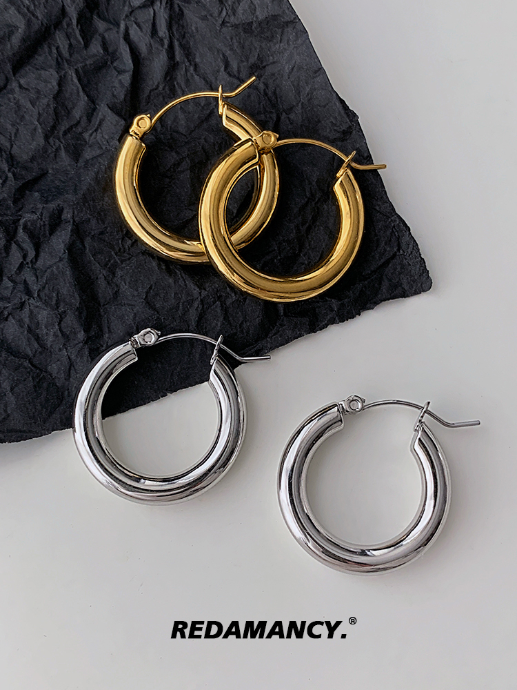 REDAMANCY极简钛钢圈圈耳环女