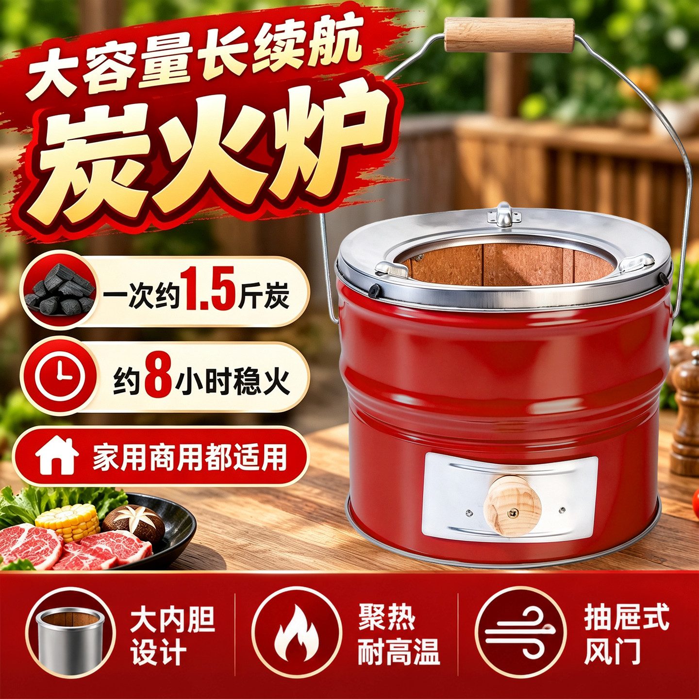 多功能小炭炉家用煤炭两用炉烧水煮茶熬粥烧烤户外取暖炉手提便携