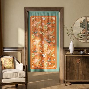 山绣球新中式高级感卧室隔断厨房冬季保暖防风门帘柜子遮挡帘加厚