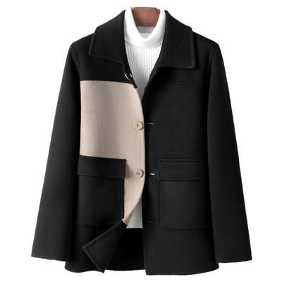 2025年新款拼色双面呢羊毛大衣