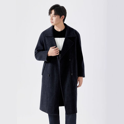 双面呢100纯羊毛大衣男士秋冬款