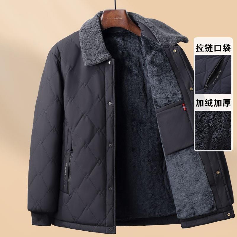 中老年人爷爷棉衣男士外套冬季新款加绒厚爸爸装棉服保暖棉袄高端