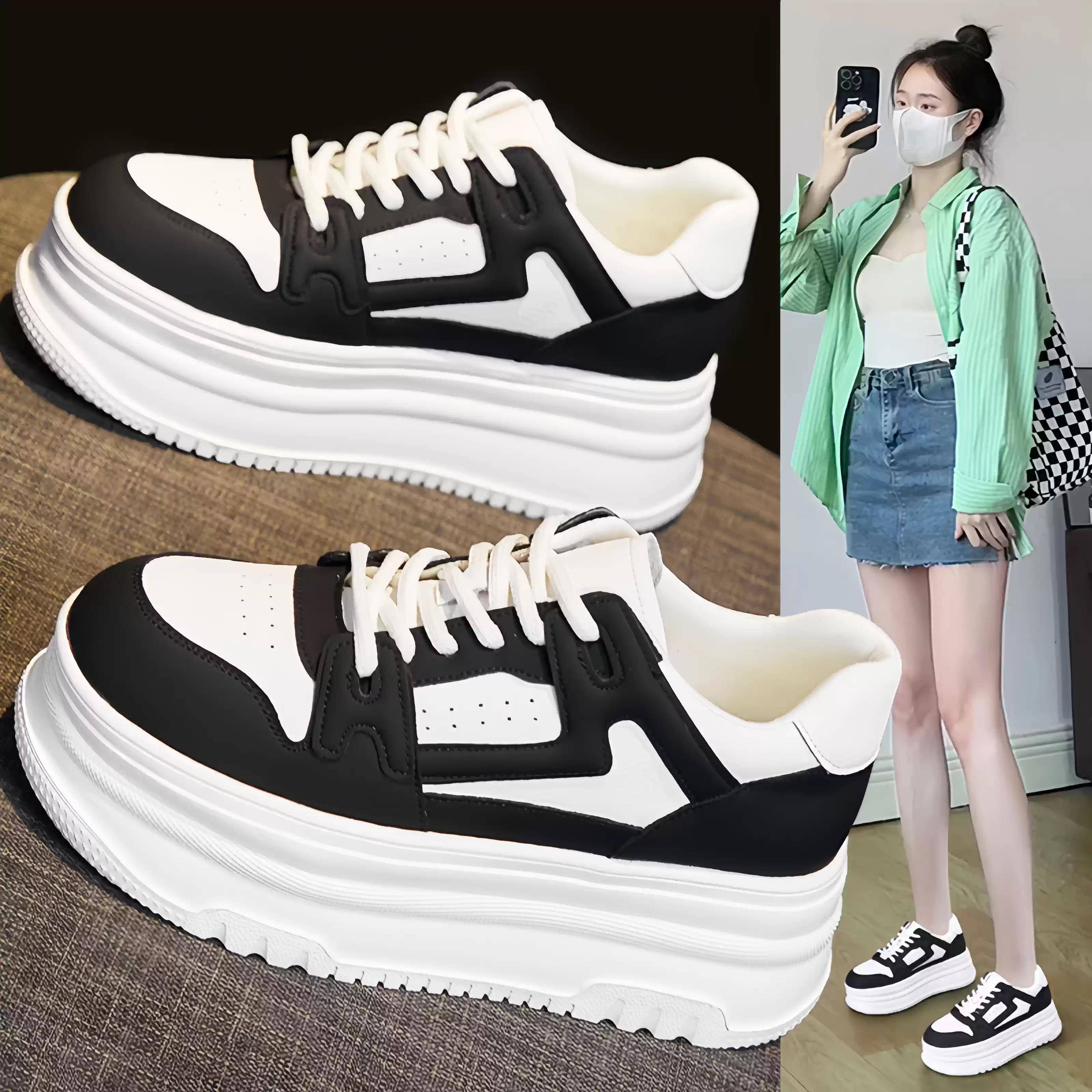 小白鞋女2025秋季新款百搭厚底运动内增高超好看休闲女鞋白鞋板鞋
