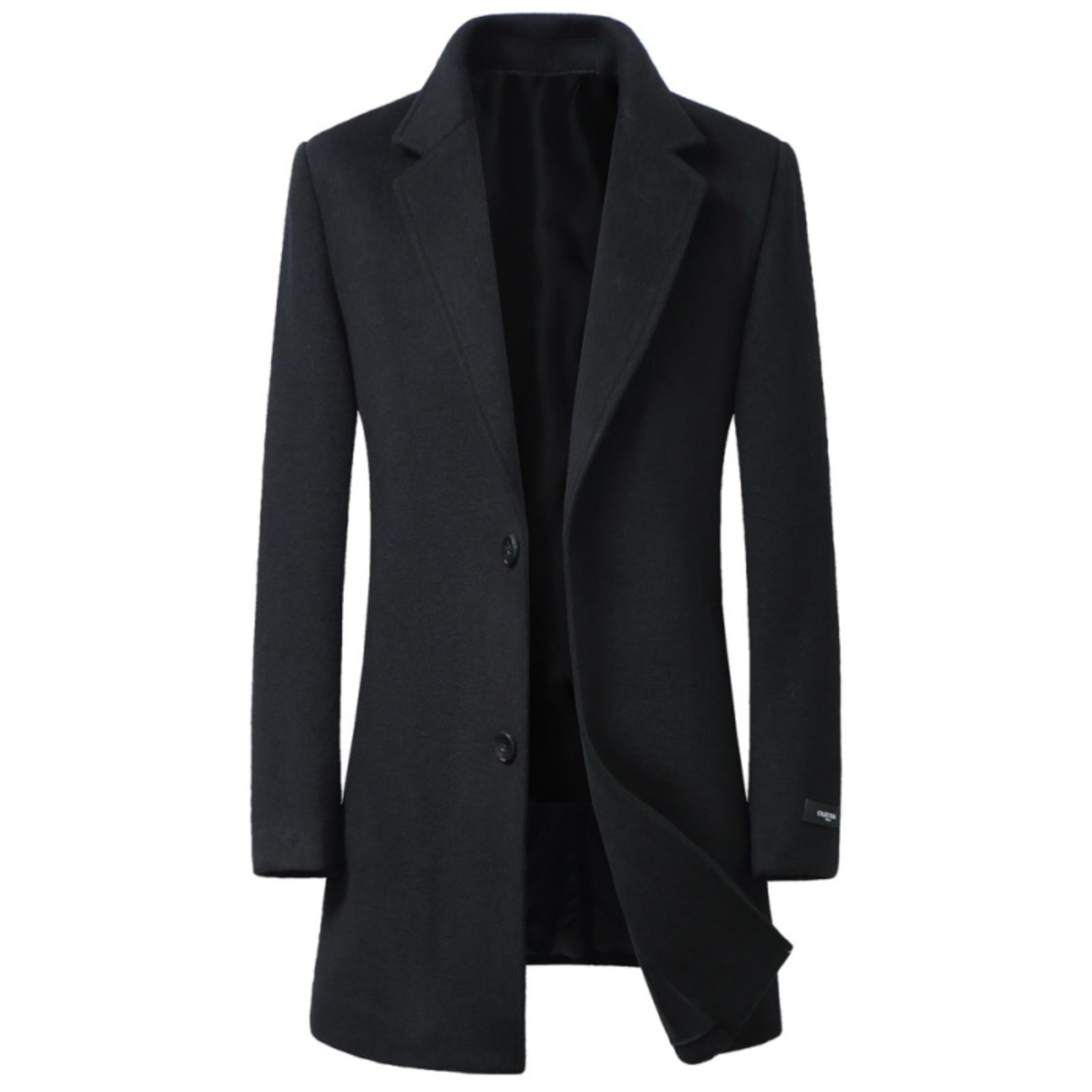 秋冬双面呢风衣男中长款羊毛呢子大衣加肥加大码胖子肥佬宽松外套