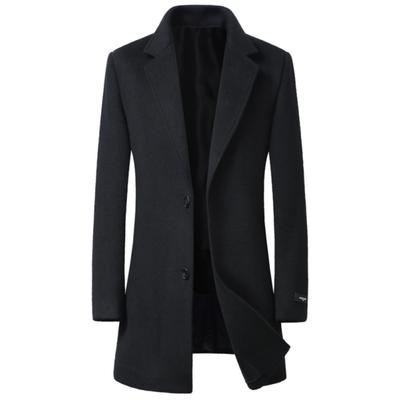 秋冬双面呢风衣男中长款羊毛呢子大衣加肥加大码胖子肥佬宽松外套