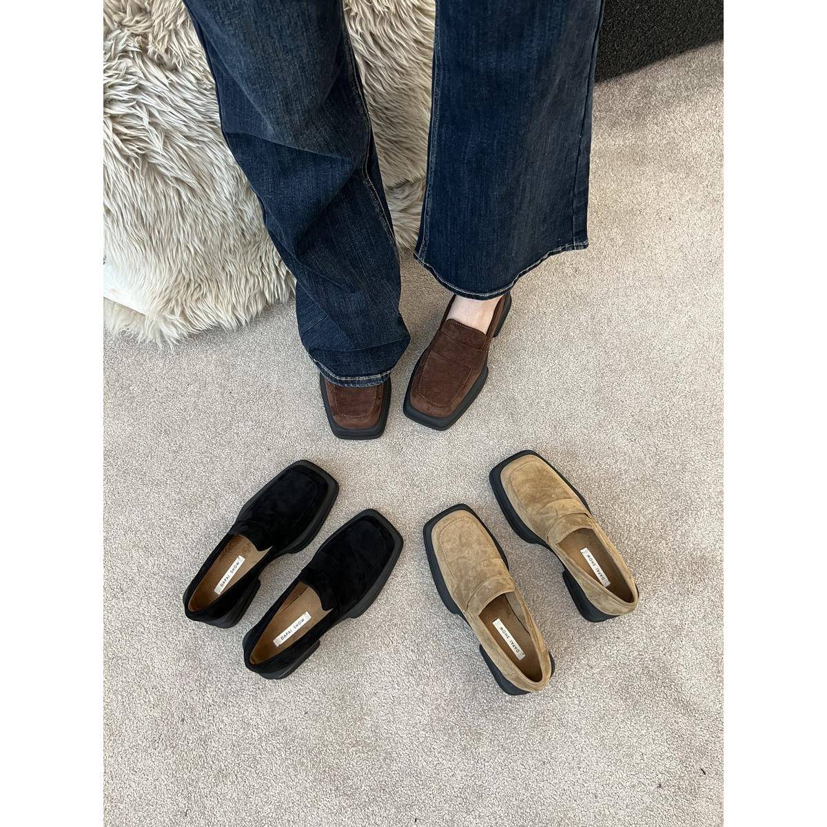 香港英伦增高小皮鞋女2025新款春季加绒棕色厚底小个子乐福单鞋