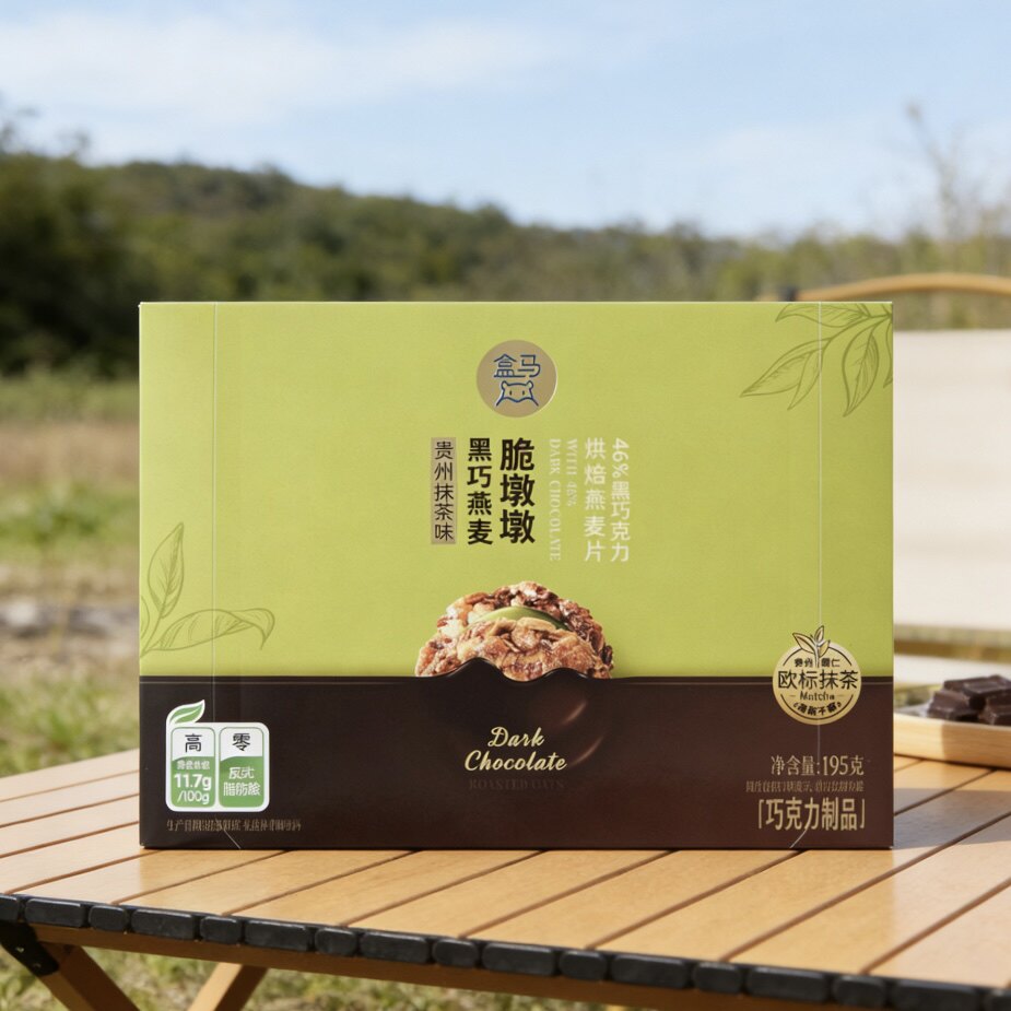 盒马黑巧燕麦脆墩墩贵州抹茶味图片