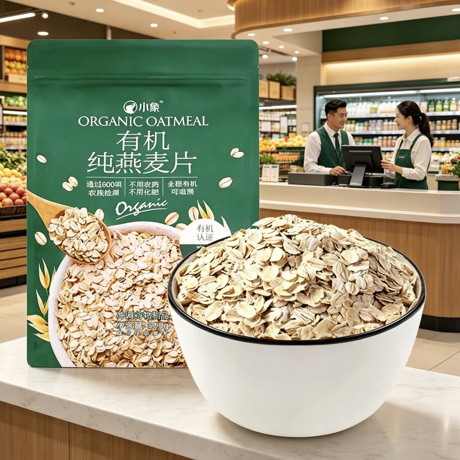 美团小象有机纯燕麦片900g图片