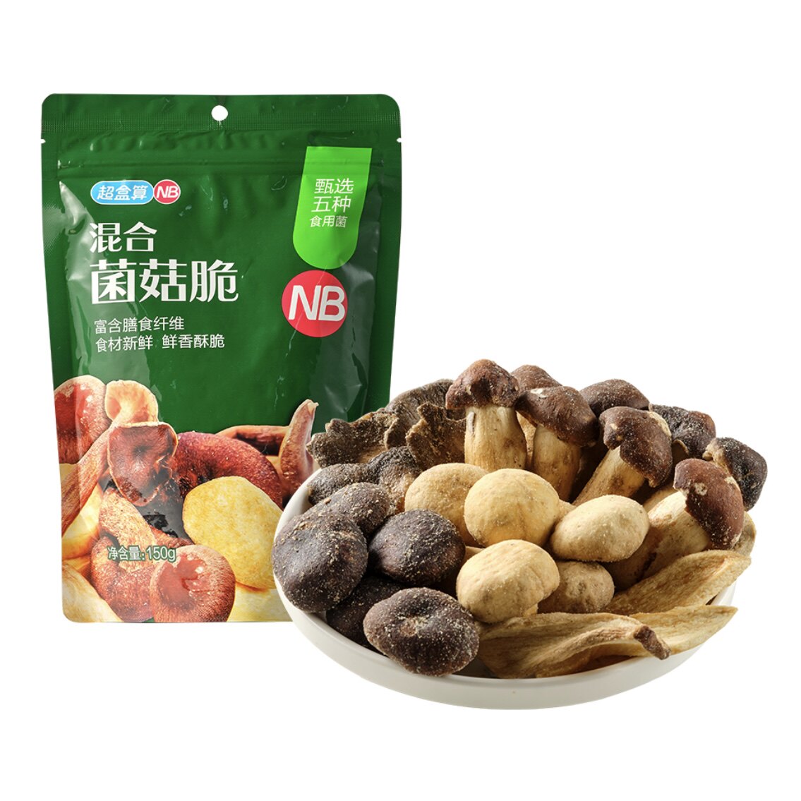 盒马NB混合菌菇脆150g低温脱水锁住本味可口酥脆香菇秀珍菇杏鲍菇