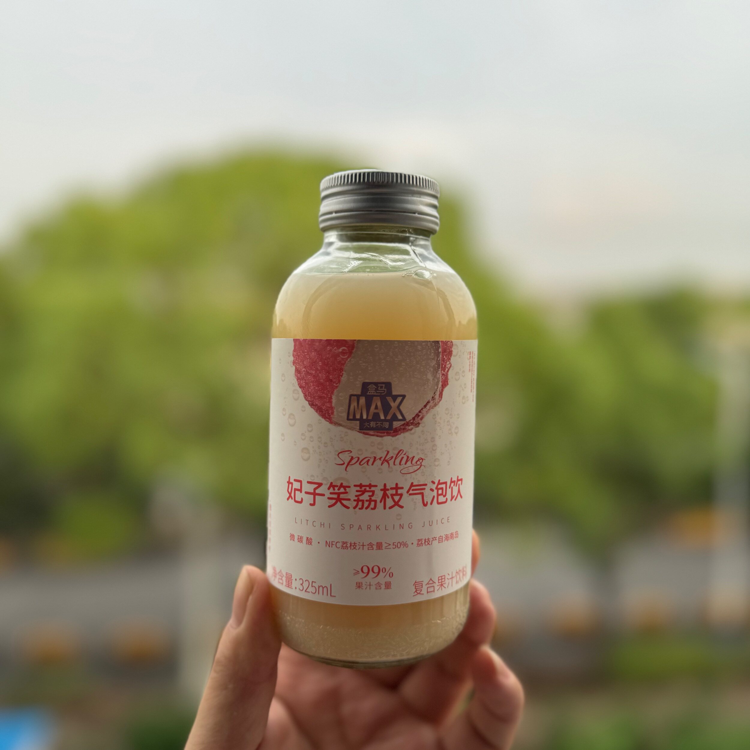 盒马max妃子笑荔枝气泡饮料325ml碳酸清爽冷藏口感更佳果味浓郁