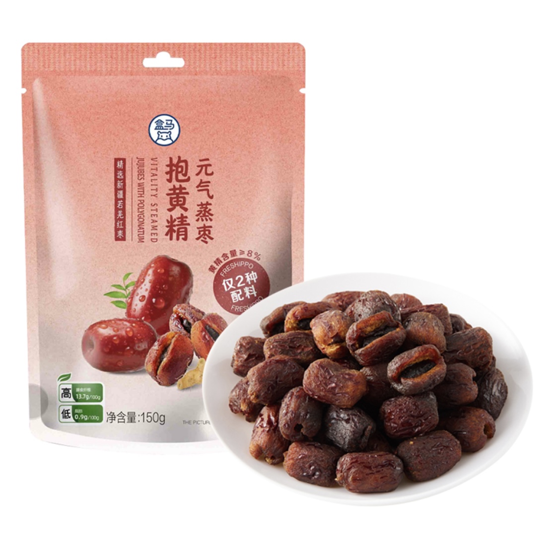盒马元气蒸枣抱黄精150g开袋即食