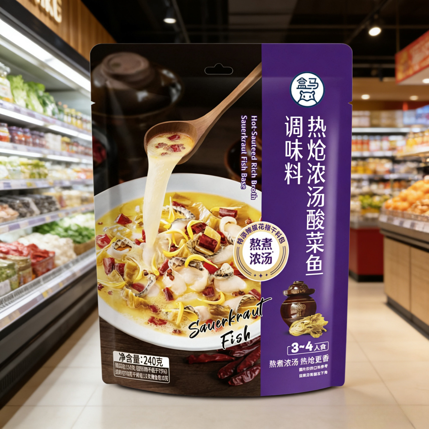 盒马热炝浓汤酸菜鱼调味料240g