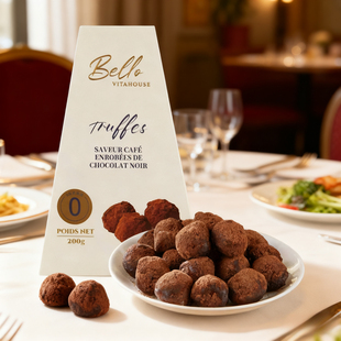 法国进口Bello VITAHOUSE咖啡味夹心松露形黑巧克力200g回味绵长