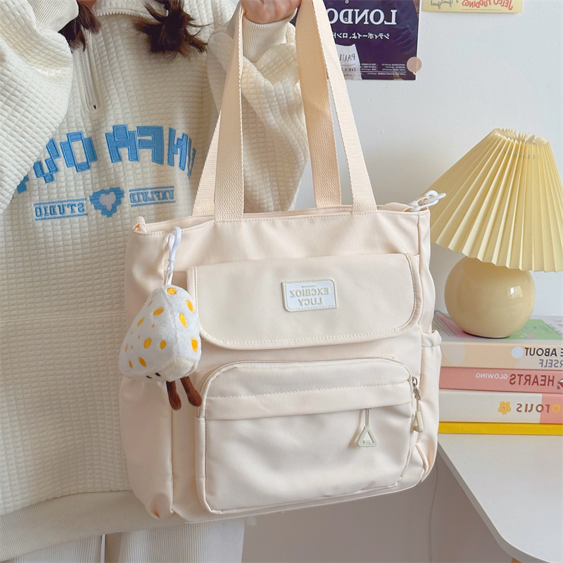 韩版简约百搭大容量单肩包少女手提袋学生补习上课书包通勤托特包