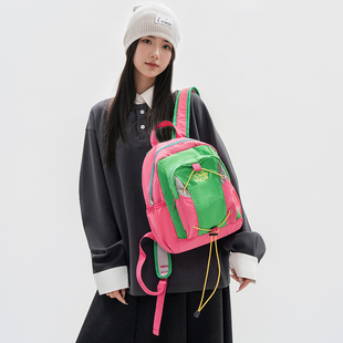双肩包女多巴胺拼色高颜值小背包学生书包轻便减负户外休闲旅行包