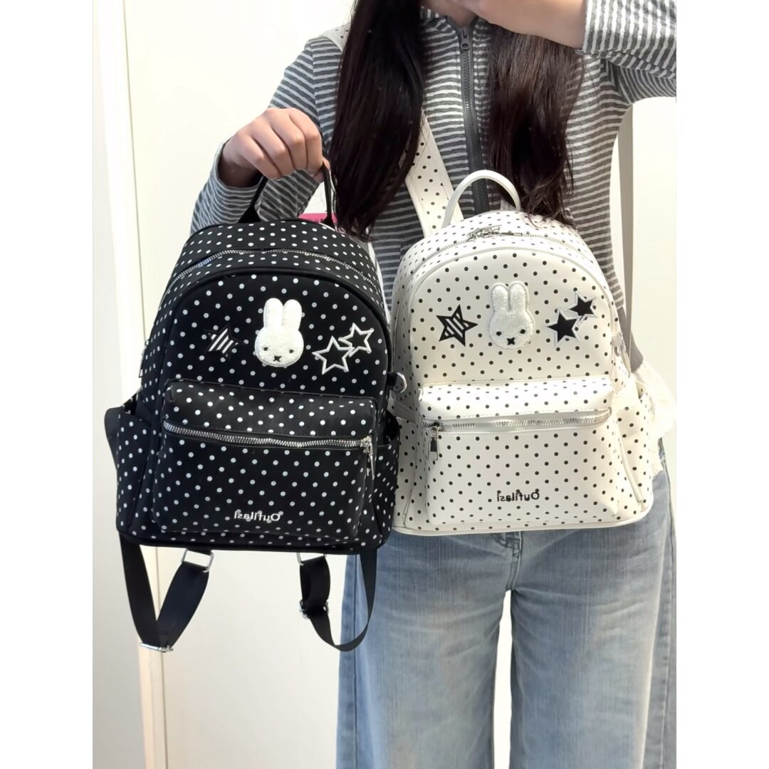 卡通可爱波点米菲兔双肩包包女2026新韩系百搭背包大学生上课书包
