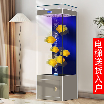 立式鱼缸2025新款小型落地客厅家用靠墙超白玻璃无管件背滤水族箱