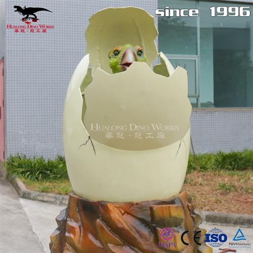 儿童亲子游乐园恐龙宝宝破壳而出场景可动可发声机械蛋壳模型.