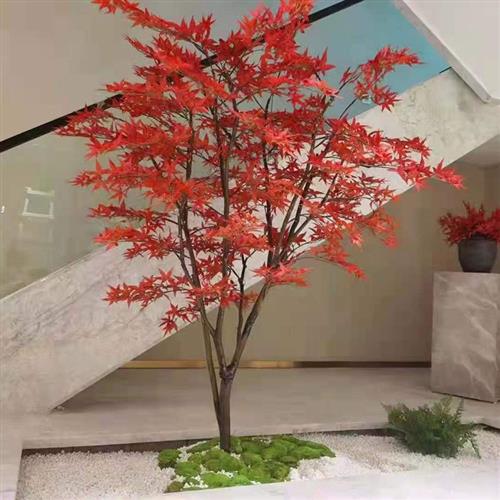 仿真红枫树大型假树实木假枫叶餐桌装饰酒店仿真树厂家直销小树