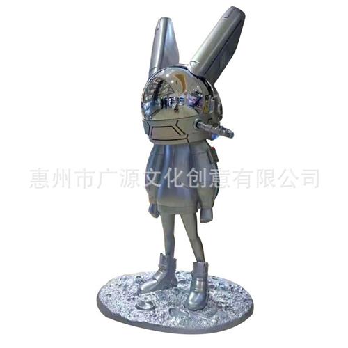 创意卡通太空兔子雕塑网红电镀发光兔摆件玻璃钢客厅KTV落地装饰