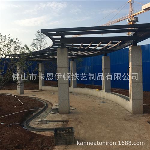 钢结构铁艺长廊不锈钢玻璃艺术廊架铝凉亭屏风格栅厂家加工安装