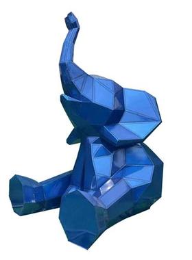 不锈钢几何切面象雕塑定制房地产块面熊动物网红打卡大象发光摆件