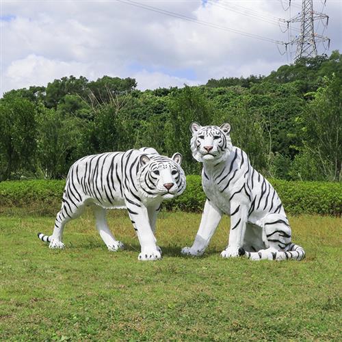 玻璃钢户外老虎大型仿真动物雕塑游乐场园林景区商场草坪装饰摆件