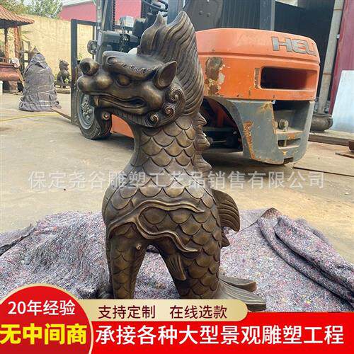 纯铜鸱吻雕塑鳌鱼龙头鱼身神兽房檐螭吻铜雕仿铜装饰动物风水摆件