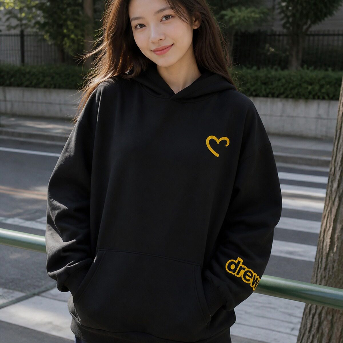 drew笑脸连帽卫衣外套秋冬情侣纯棉休闲潮流宽松男女同款美式复古
