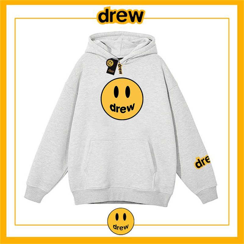 笑脸drew比伯潮牌欧美时尚高街美式连帽卫衣情侣男女学生加绒外套
