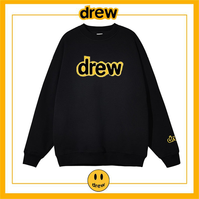 drew笑脸时尚加绒圆领卫衣秋冬男女学生百搭高街潮流外套