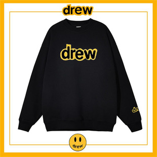 drew笑脸时尚加绒圆领卫衣秋冬男女学生百搭高街潮流外套