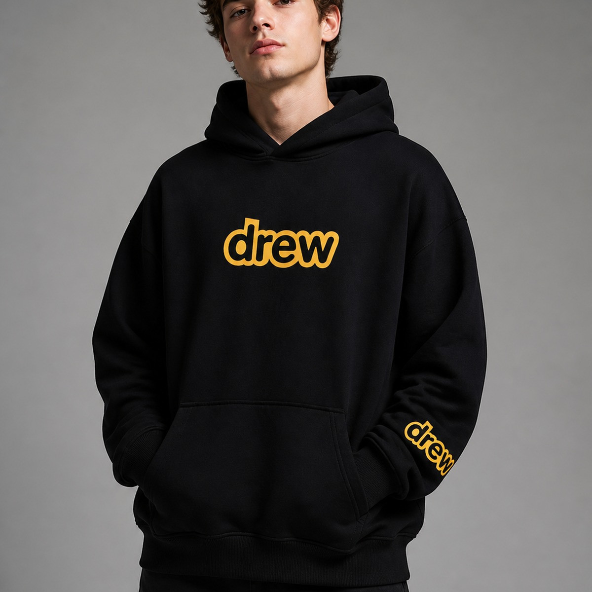 drew笑脸纯棉连帽卫衣外套秋冬上衣高街休闲潮牌百搭宽松美式复古
