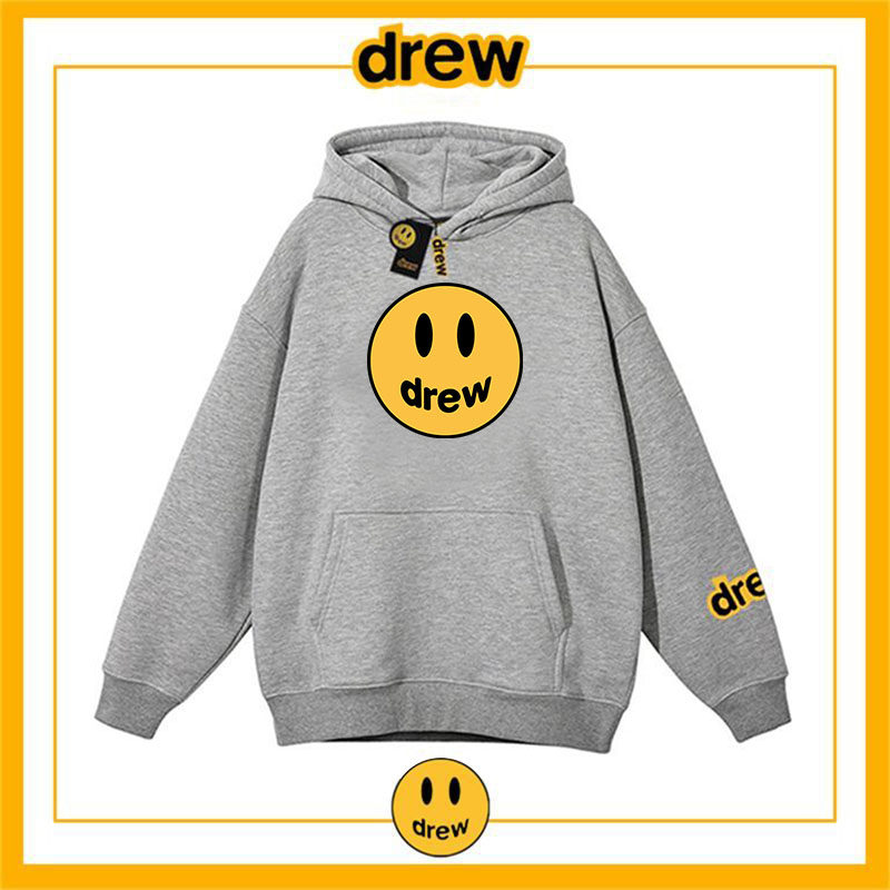 笑脸drew贾斯丁潮牌情侣款美式连帽卫衣欧美时尚休闲潮流加绒外套