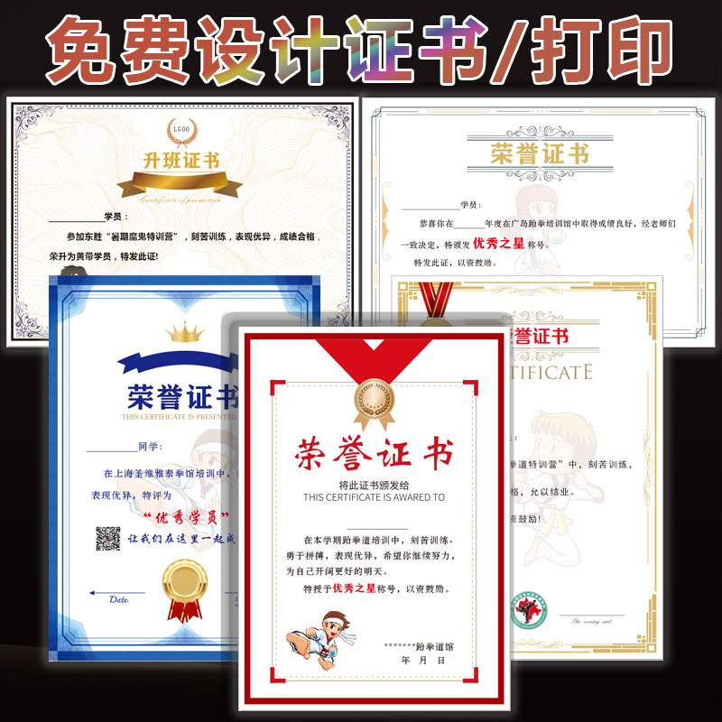 优秀学员奖状内芯武术 散打艺术证书免费设计排版订制