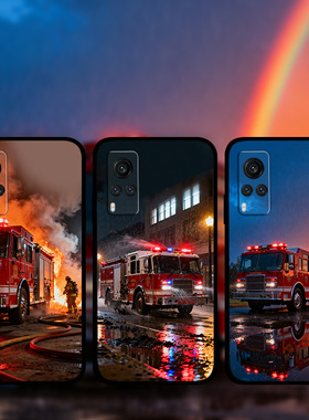 适用VIVOx200x100Ultrax90Prox80x70消防车消防员手机壳iQOO13中国消防救援周边照片定制硅胶软壳s30s21s20e