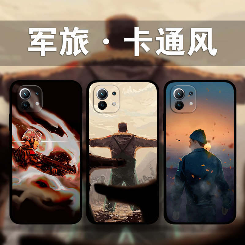 适用小米13Pro12x11s10卡通兵哥哥手机壳军旅风军迷Civi3照片定制帅气红米note12p11t少年部队k60k50k40mix4