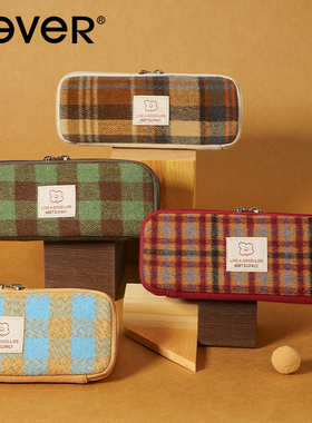 【原创】never格子屋笔袋圣诞新款高颜值ins美式复古风初中生高中生女生小众不撞款