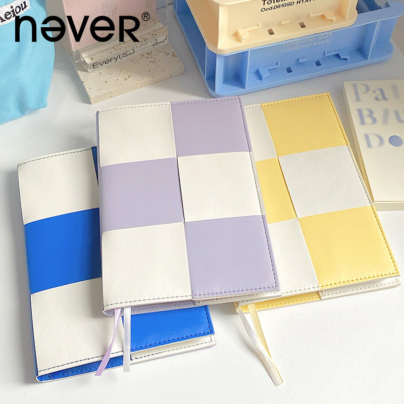 【跨年5折狂欢】never编织本B6笔记本pu皮面记事本高级ins风文具手帐本简约