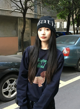 韩版街头风matin字母针织帽女时尚酷女孩大头围显脸小百搭冷帽子