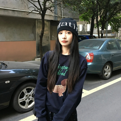 韩版街头风matin字母针织帽