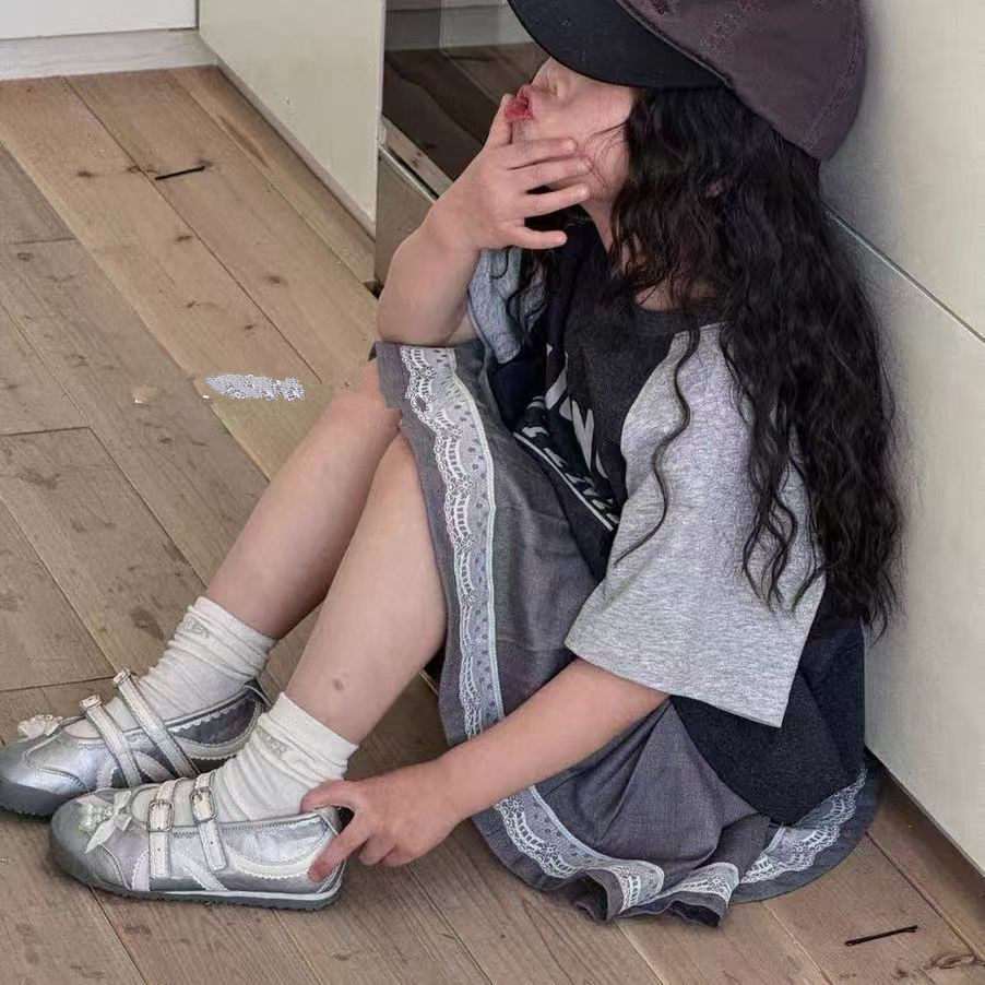 女童法式玛丽珍浅口平底皮鞋