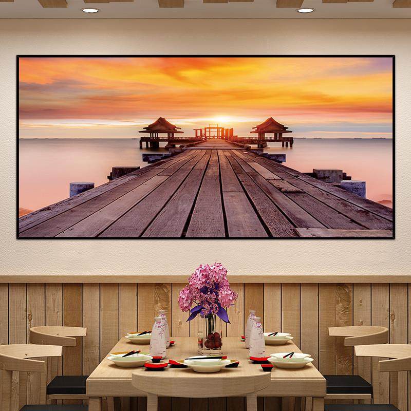 卧室横版防水自粘画壁画现代简约床头贴画温馨墙贴大幅房间装饰画