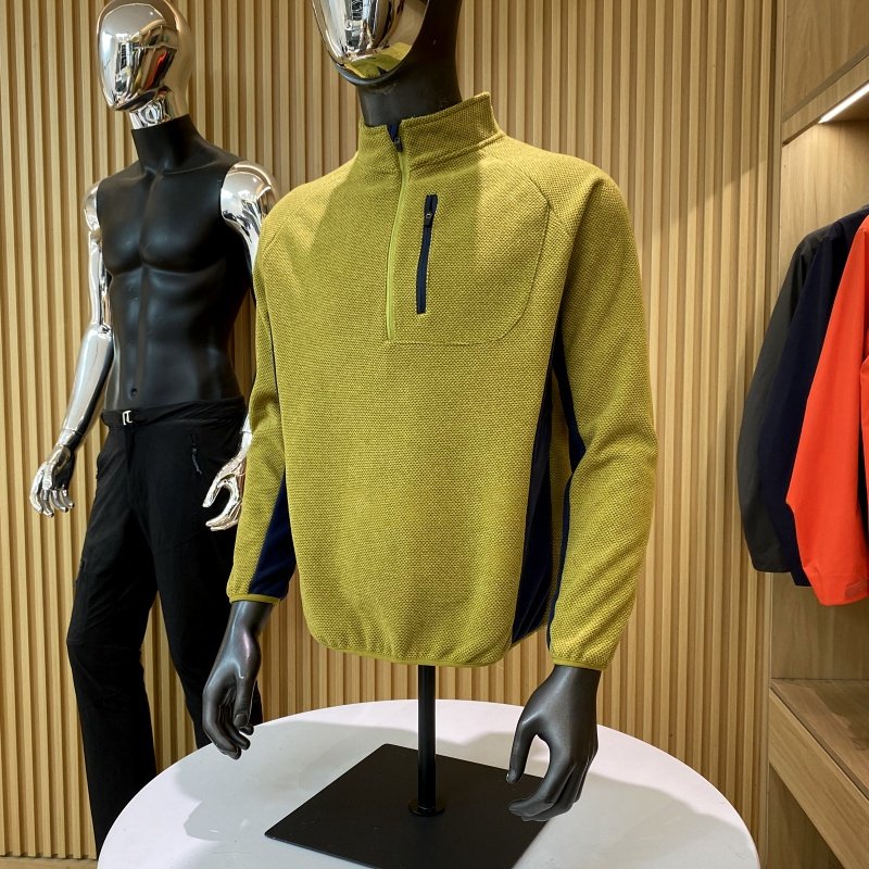 立体蜂窝肌理持久干爽透气男女通用户外山系套头立领半拉链抓绒衣