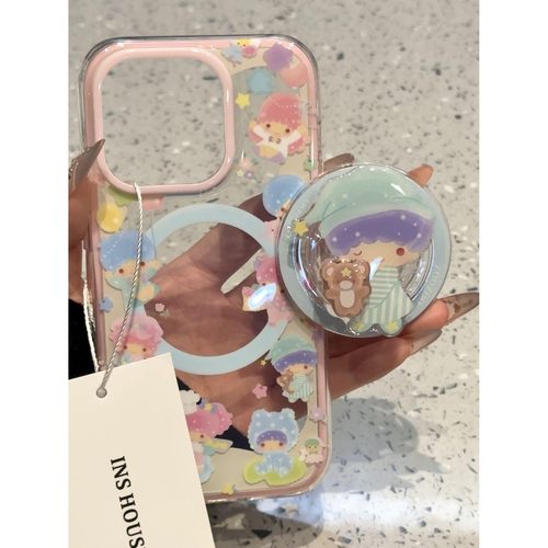 创意满屏双子星气球星星适用iphone16promax手机壳苹果15pm磁吸14 · 蓝色双子星小熊转转磁吸支架 苹果14pro