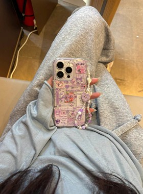 紫色闪粉满屏库洛米便签日韩适用16pro/16/15Pro/14/13手机壳ins