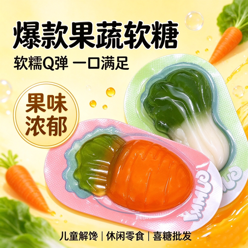 儿童解馋果蔬原汁软糖白菜造型