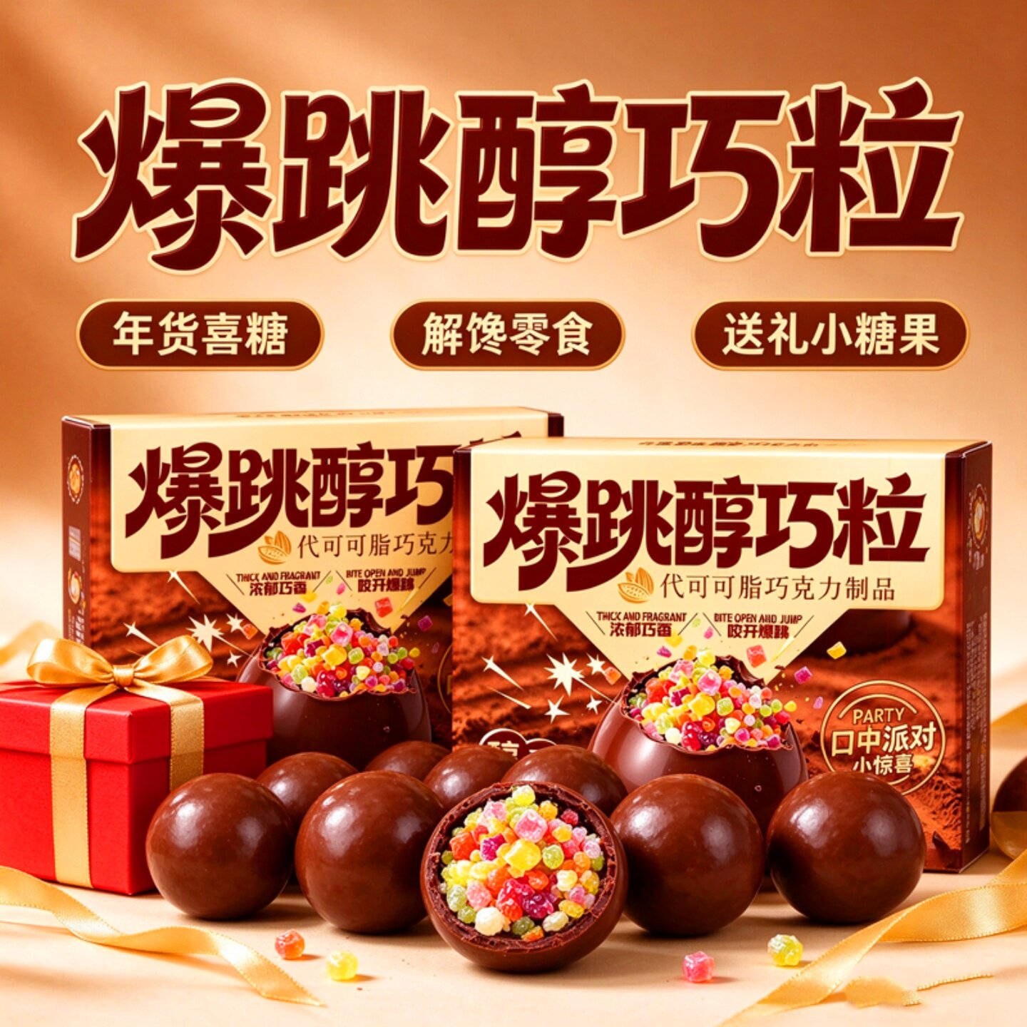 网红跳跳糖巧克力夹心脆珠