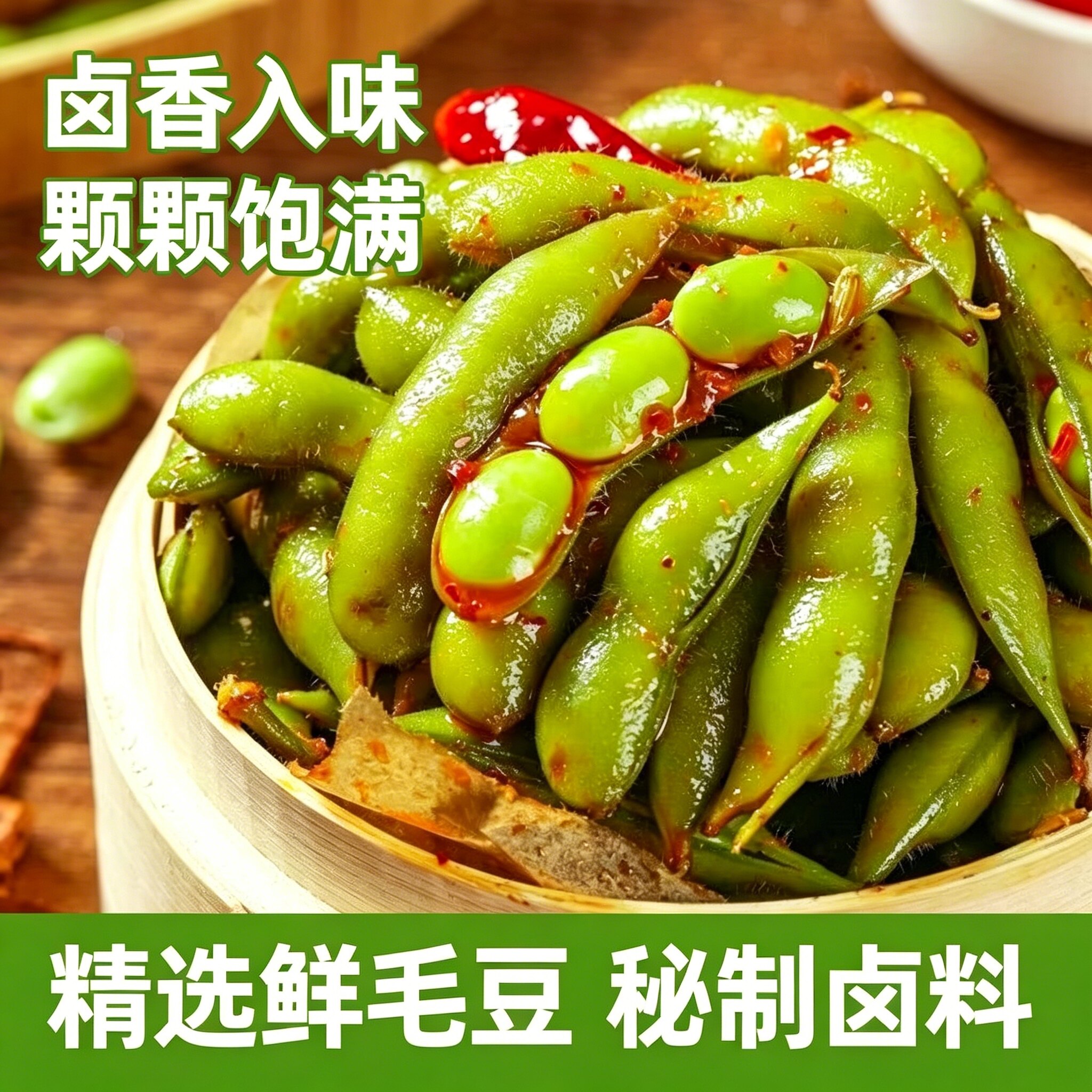 五香卤煮带壳湿毛豆即食下酒菜